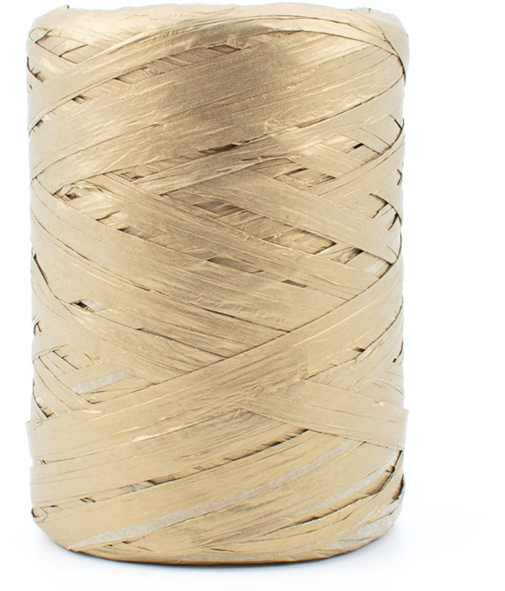 Raffia lint - cadeaulint - 5 mm x 100 meter - goud