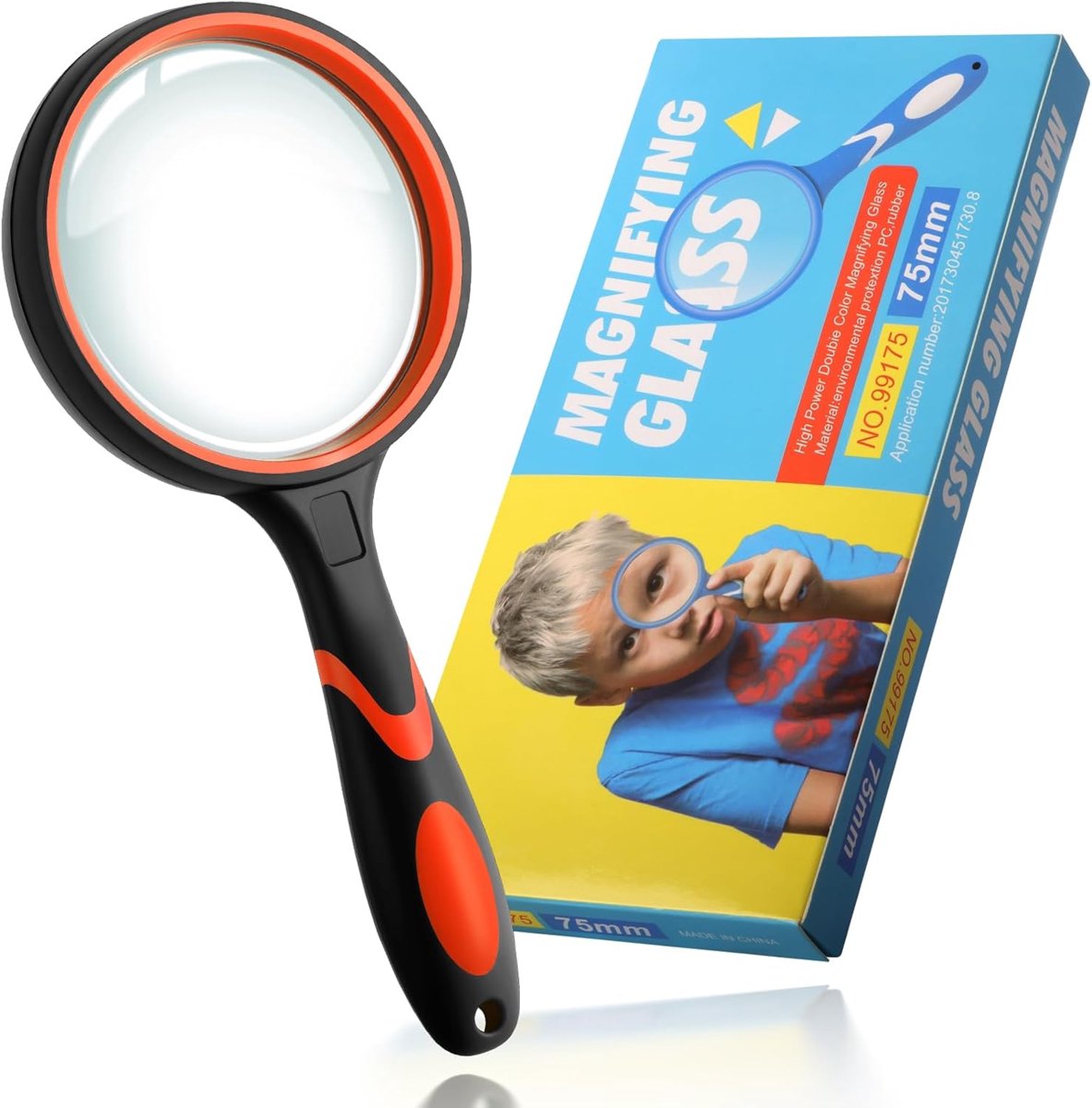 1 verpakking met 10-voudige loep voor senioren en kinderen, antislip handloep om te lezen, 75 mm vergrootglas voor - ShopVlot