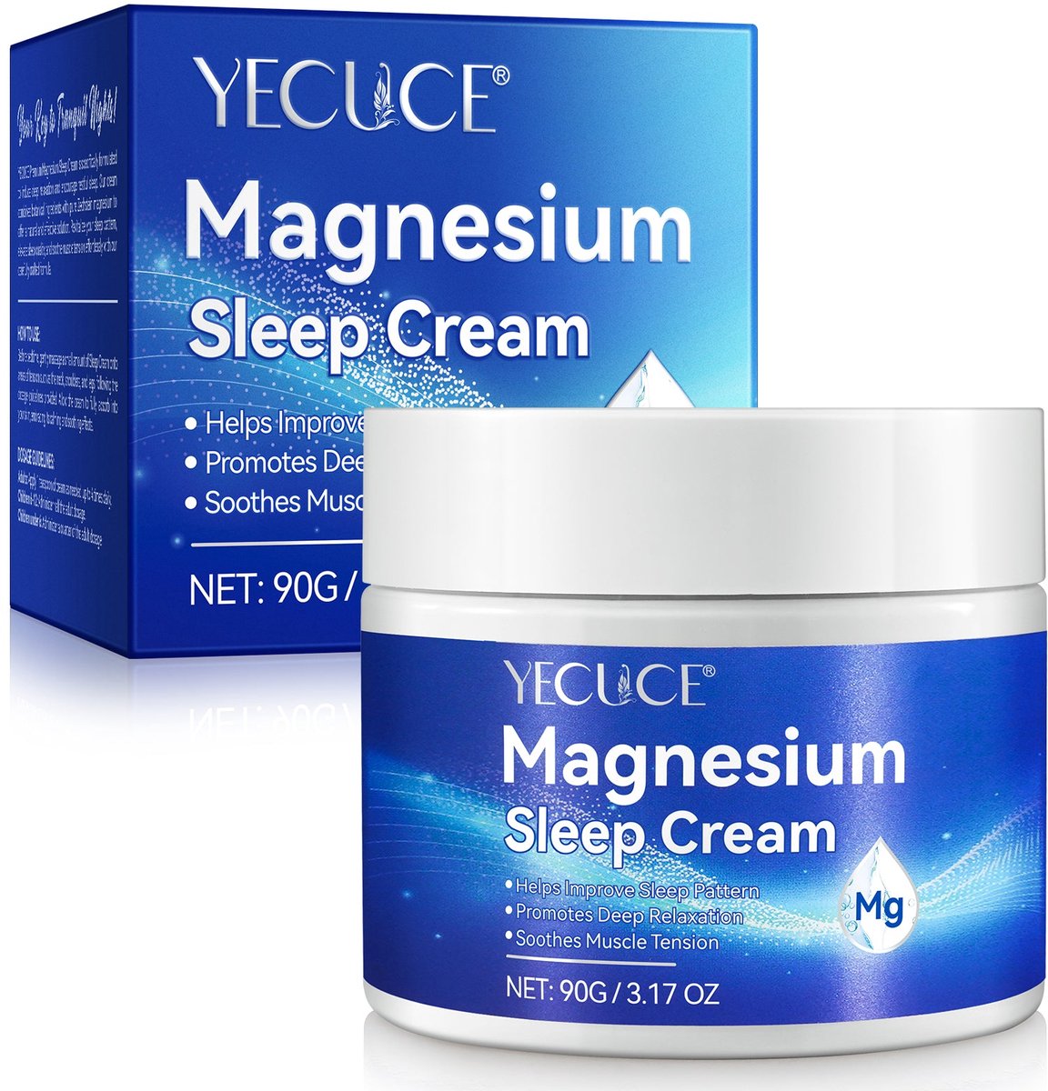 YECUCE Magnesiumcrème 90 g – Verzorgende Bodycrème met Magnesium – Voor Lichaam, Voeten en Massage