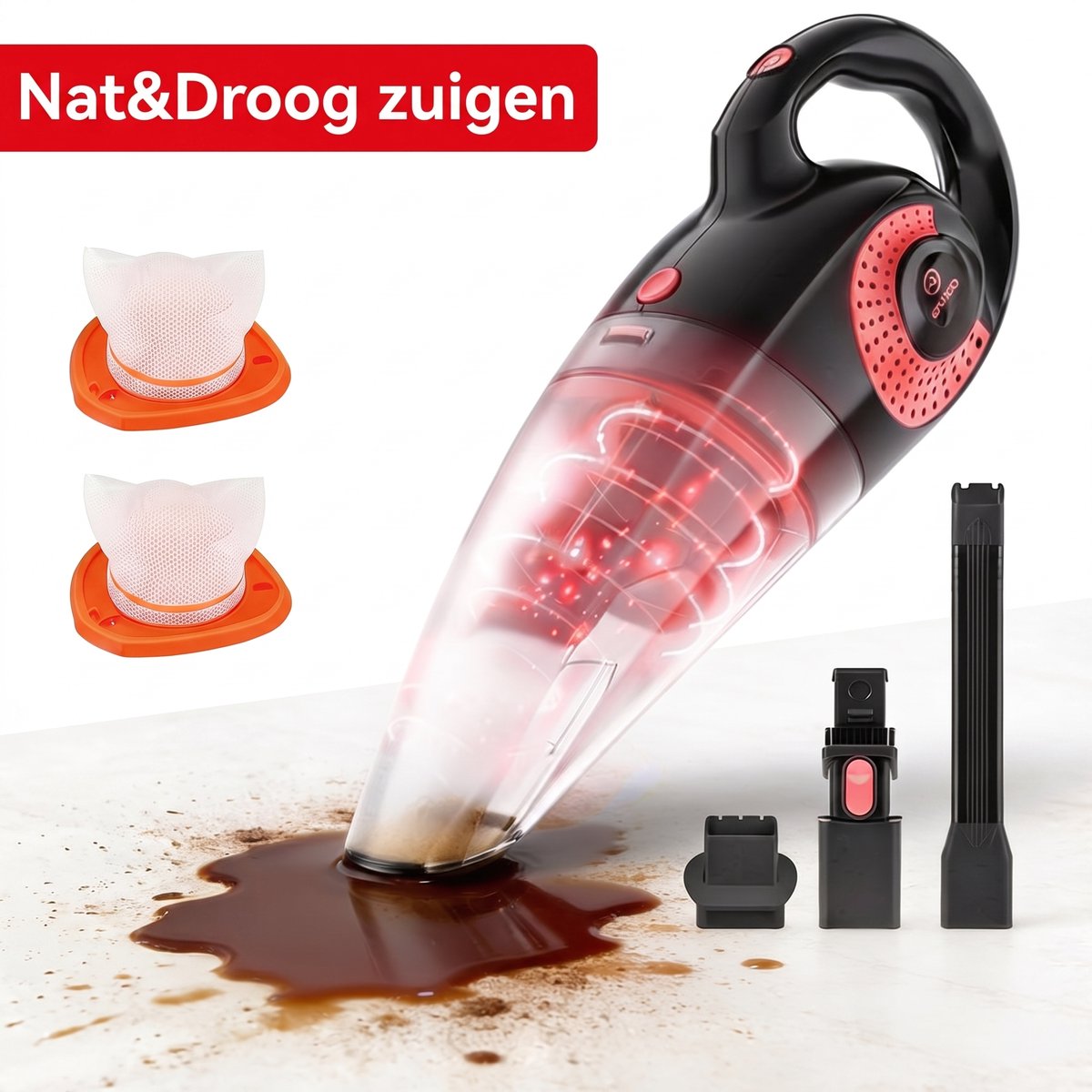 Bol.com Moosoo Kruimeldief Snoerloos - Autostofzuiger - Nat&Droog - kruimelzuiger Sterke zuigkracht 8500PA met opzetstukken - sc... aanbieding