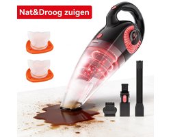 Moosoo Kruimeldief Snoerloos - Autostofzuiger - Nat&Droog - kruimelzuiger Sterke zuigkracht 8500PA met opzetstukken - schoonmaken zonder veel lawaai - M4 - Rood