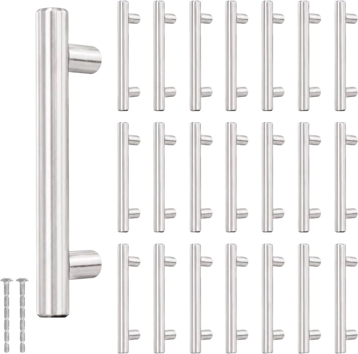 Kastgrepen 20-Pack Zilver – T-Vormige Ladegrepen 64 mm - Roestvrij Staal