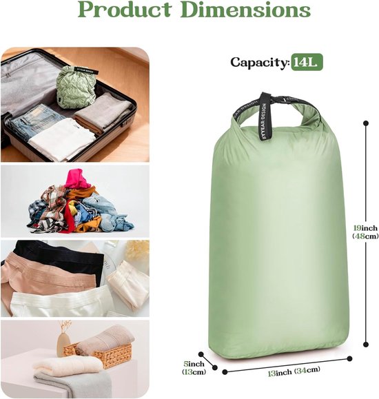 Waszak Compressie - Reis Organizer - Ruimte Besparen - Waterdicht Nat Droog - M 48x34cm - Groen van Merkloos — afbeelding 2