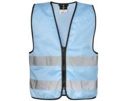 Korntex Kids´ Hi-Vis Safety Vest With Front Zipper Aalborg KX201 - sky blue - XS (3-6 Jahre)