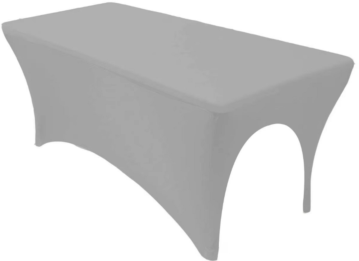 Tafelhoes - Tafelrok - Spandex - Stretch tafelhoes - Tafel decoratie - Feestdecoratie - Table cover - Tafelkleed - Uitrekbaar - Event decoratie - 183 x 76 cm - Grijs - Jonyx