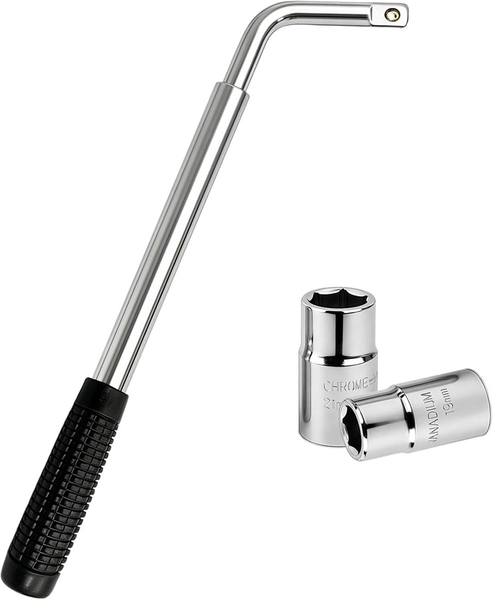 KZQ Telescopische autowielbrace-Universele autowielsleutel-met 17/19mm & 21/23 mm sockets-Heavy Duty autowielsleutels-Wielen moersleutel reparatietool-Bandenmoersleutels voor bandenwisseling