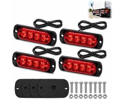 KZQ 4 Stuks led-Markeringslichten voor aanhanger - Zijmarkeringslampen - Rode led - Noodlampen met 4SMD - Waterdichte veiligheidsmarkeringen - Voor auto's - Vrachtwagens-boten-tractoren, SUV's en speciale