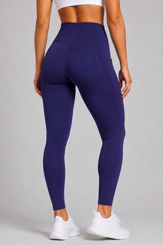 SparkNine Pacepocket dames sportlegging - met handige zakken - XL - blauw - hoge taille - elastisch - squatproof - niet doorschijnend — afbeelding 3