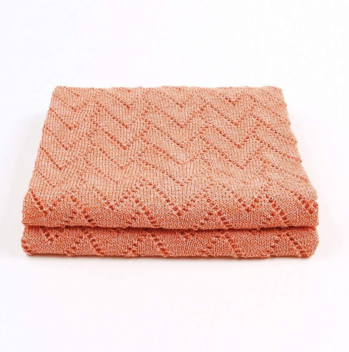 Cellulaire Deken Pure 100% Katoen Baby Dekens Gebreide Pasgeboren Haak Quilt voor Kinderwagen Reizen Moses Mand Gift voor Kids Jongens Meisjes 100×80cm Lichtgewicht en Zachte Wrap (Kleur: Oranje)
