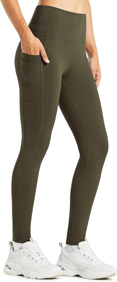 Leggings Dames Winter Warm Leggings Thermische Lange Sportbroek Waterafstotend met Zakken Sportlegging Thermisch broek