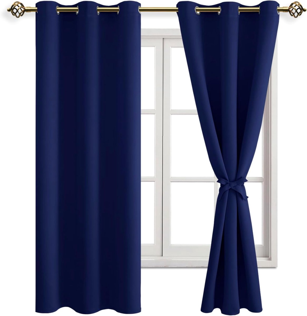 Verduisterende gordijnen, inslagringen, voor slaapkamer, woonkamer, donkerblauw, 2 stuks, 160 x 106 cm (H x B)
