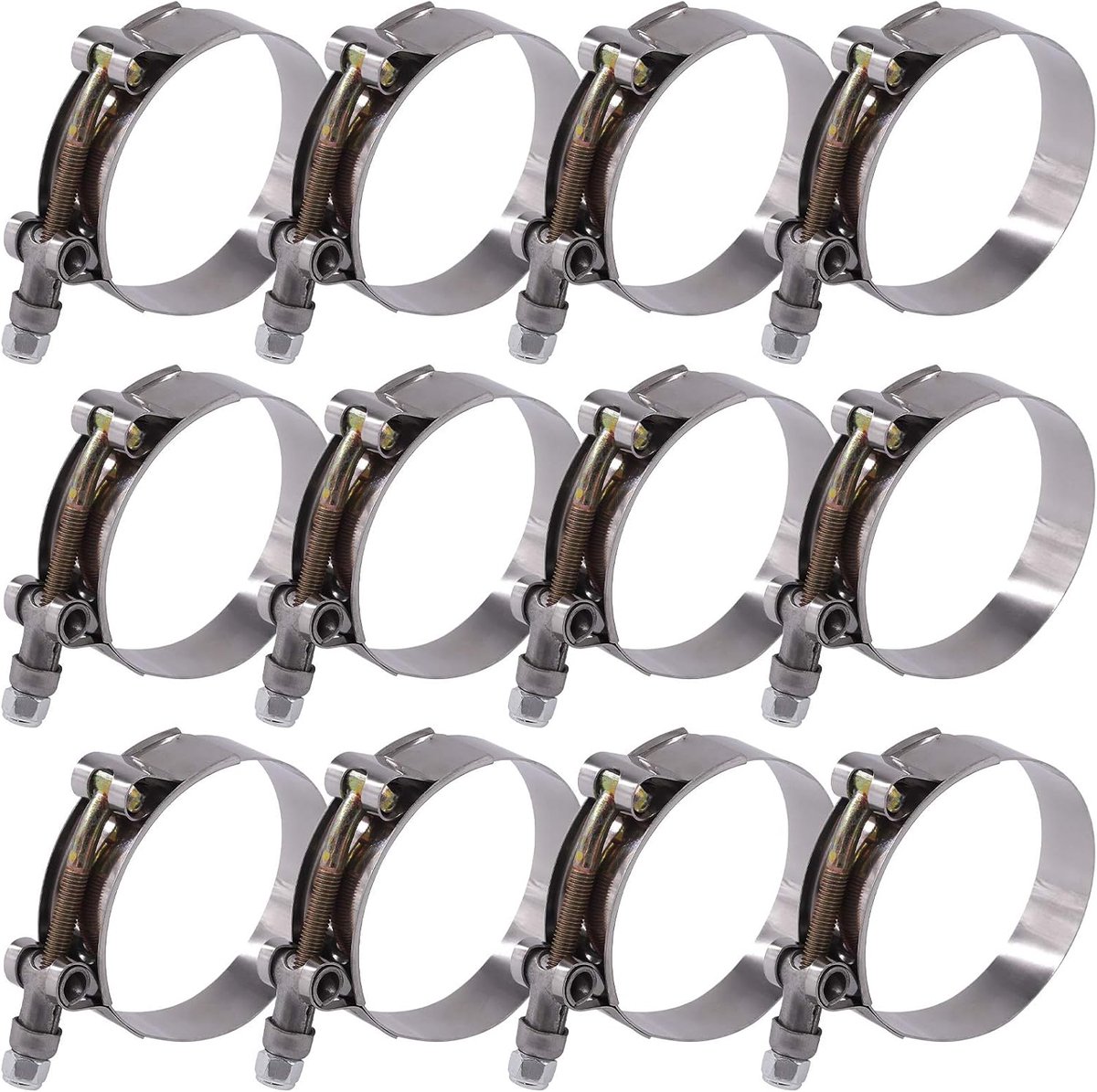 8Pcs 63-71mm Rvs T-Bolt Slangklemmen Turbo Inlaat Zachte Slang Intercooler Klemmen