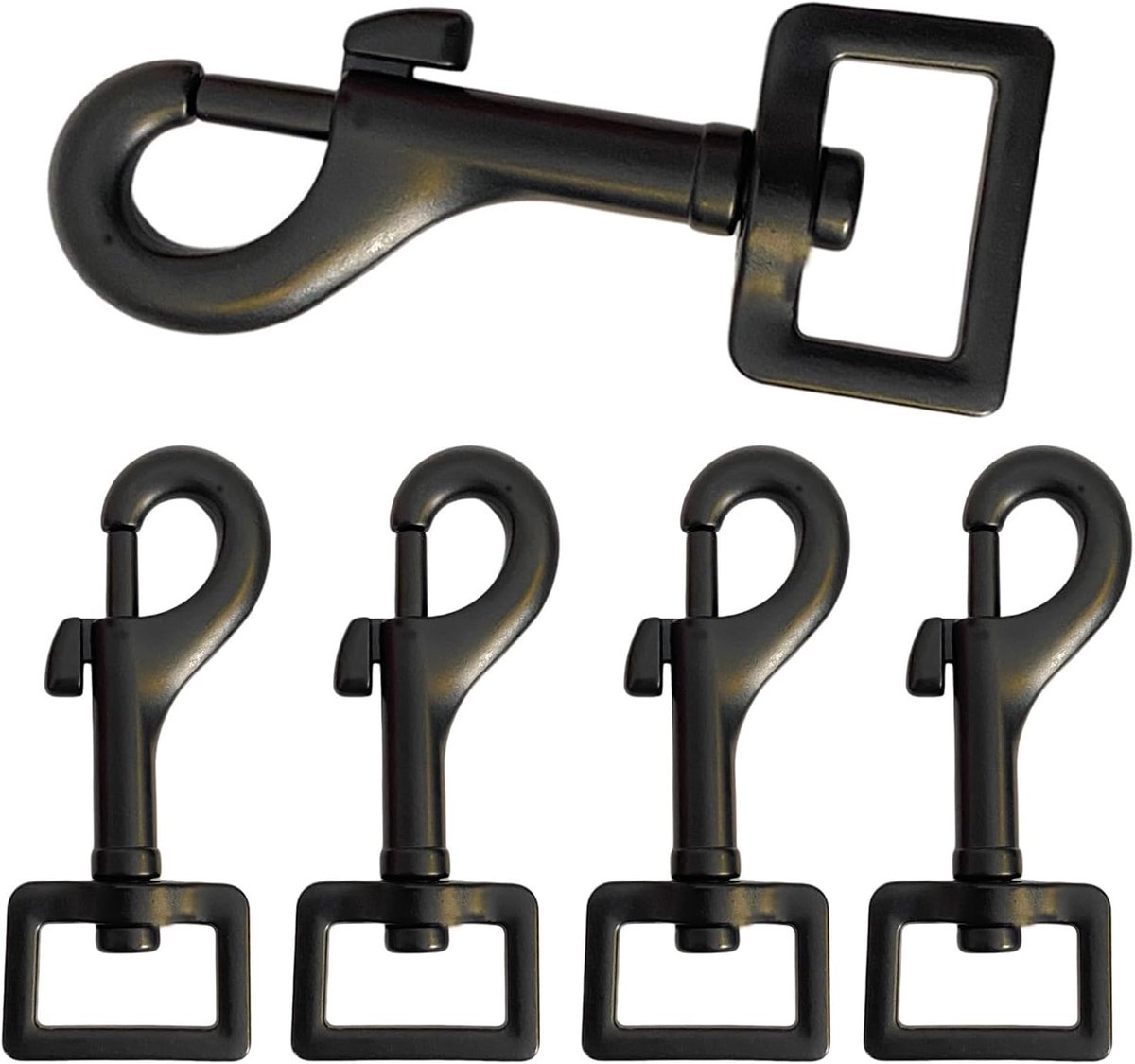 5 stuks draaibare karabijnhaken Robuuste karabijnhaak hondenriem voor hondenhalsband gesp draaibare karabijnhaak hondenriem, 72x20,5mm （zwart）