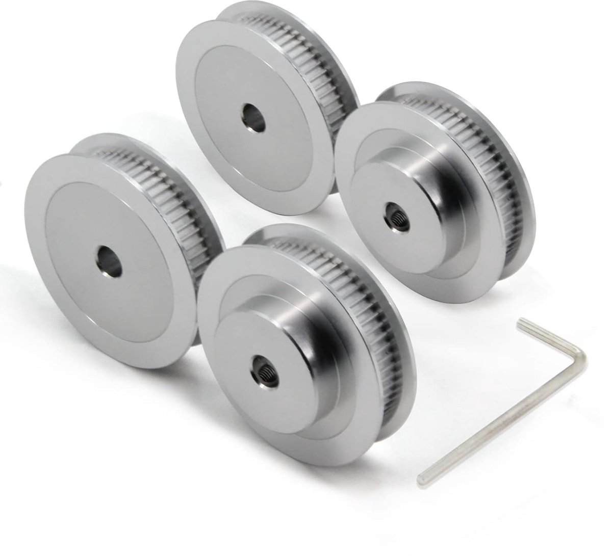 2GT katrol 60 tanden 6,35 mm boring 60T distributieriem synchrone katrol aluminium wiel voor 6 mm breedte 3D-printer onderdelen, 4 stuks/partij (maat: 60T-6,35 mm boring)