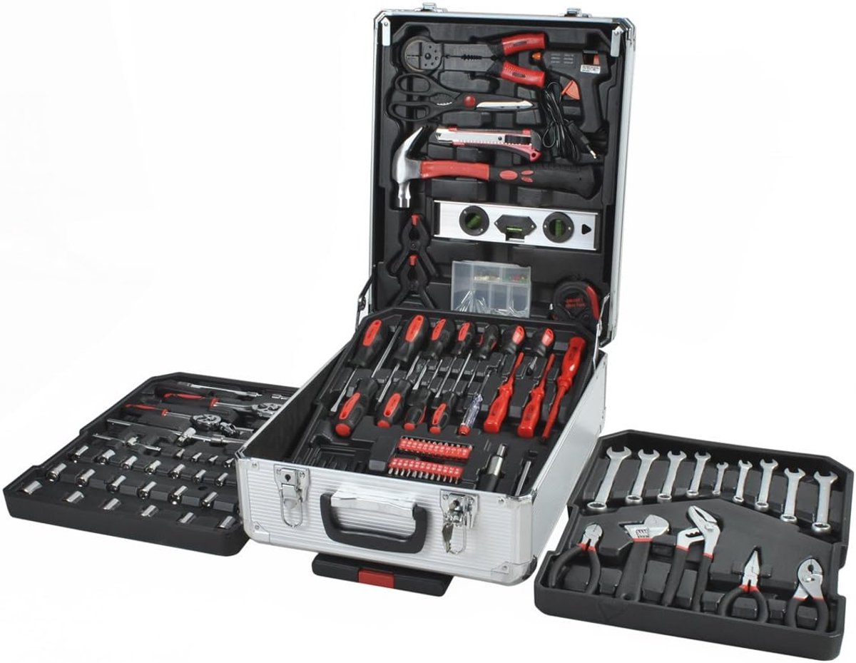 Gereedschapskoffer Trolley 1.000 delig- Tool Koffer Trolley Gevuld Met Gereedschap Op Wielen - Aluminium Standaard