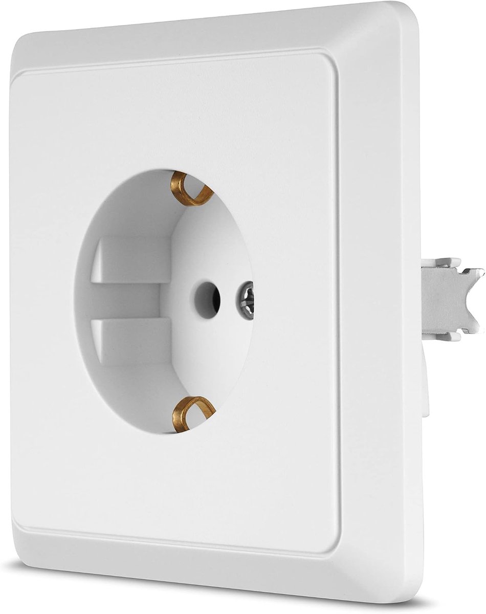 PrimaLuxe contactdoos 1-voudig inbouw. Complete set: frame en inzet, wit
