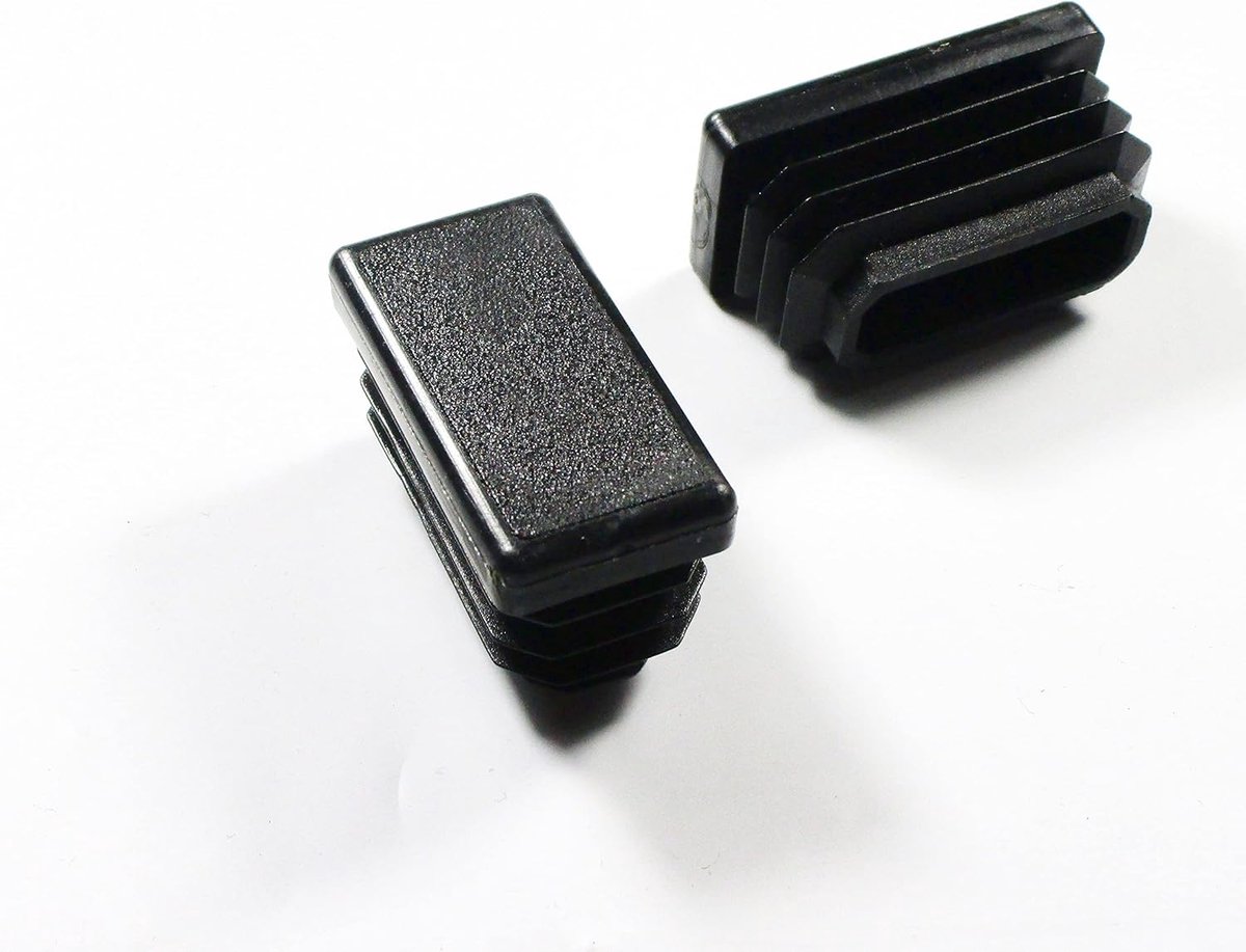 ajile - Rechthoekige eindkap voor buizen met de afmetingen 40 x 20 mm en dikte 1,0 - 3,0 mm, zwart, 4 stuks - EPH114