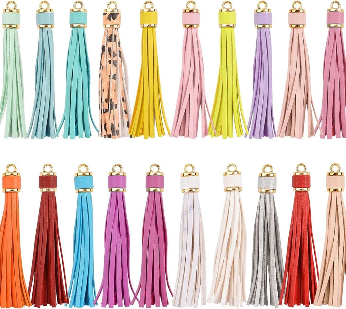 20 stuks hangers met kwasten, sleutelkwasten, kwastjes, decoratie, hangers van kunstleer, kleurrijke kwasten voor sleutelhangers, kunsthandwerk, sieraden maken, 20 kleuren