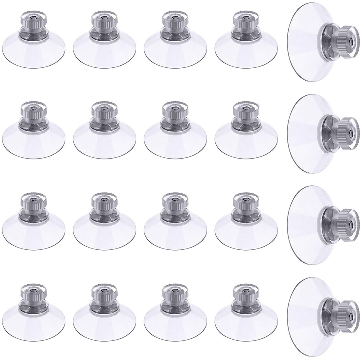 20 stuks zuignap met schroefdraad en kartelmoer, PVC zuignappen Ø25mm, Transparante zuignappen zonder boren, zuignappen haak extra sterk voor ramen, auto, decoratie, keuken, ophanging