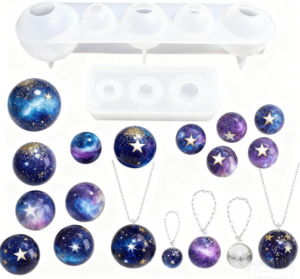 2 stuks ronde glazen kralen bal siliconen vorm epoxyhars | Sieraden en accessoires vormen