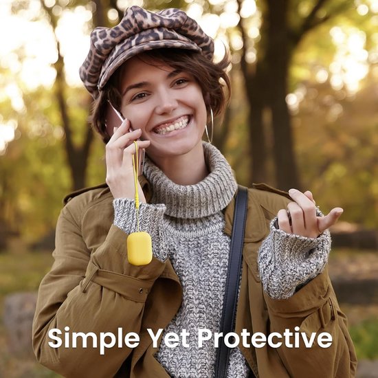 Compatibel met Airpods Pro 2 hoesje (2022), beschermende vloeibare siliconen hoes voor Airpods Pro 2e Generatie met Lanyard Zachte Huid Front LED Zichtbaar - Citroengeel van compatibel — afbeelding 4