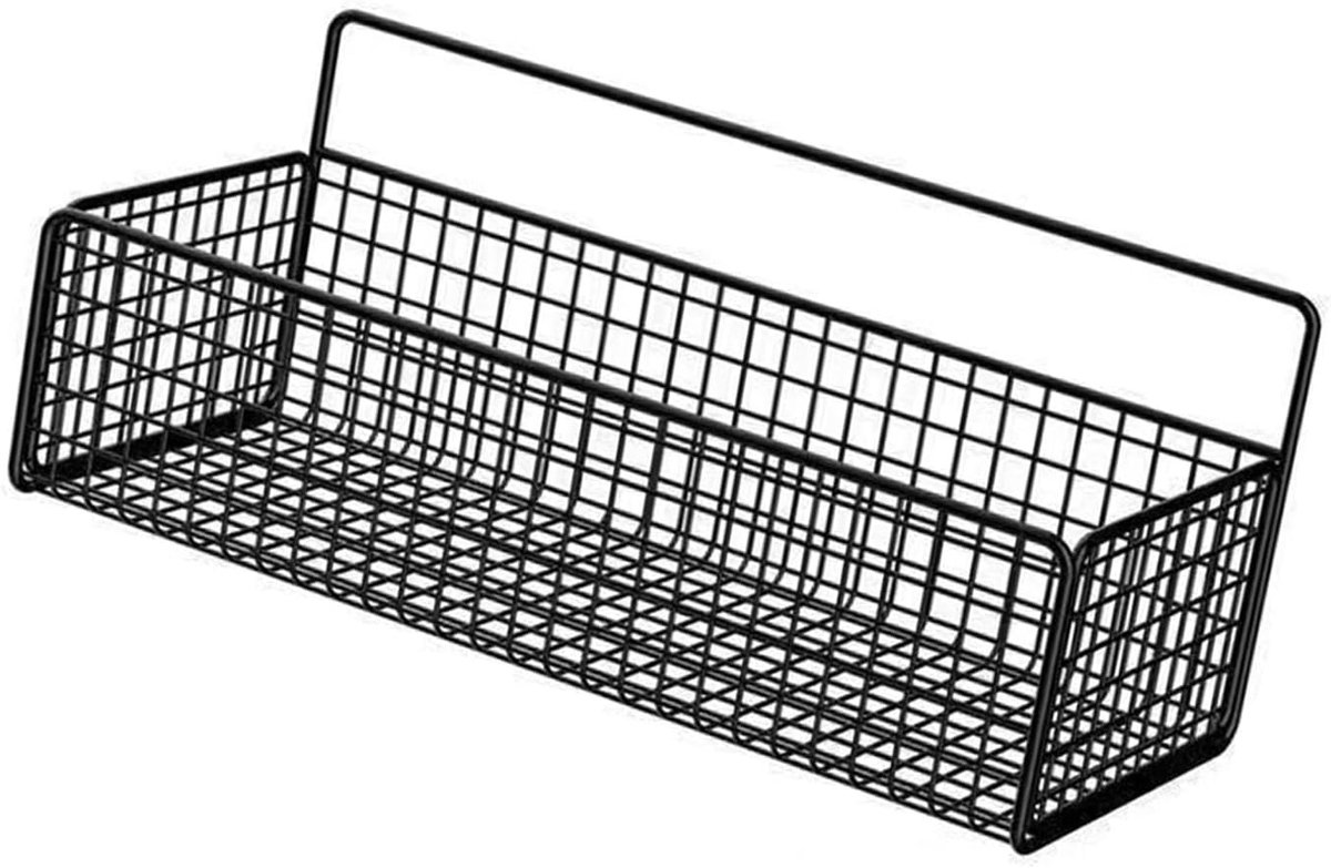 Hangende Mand, Muurophangend Opbergrek, Draagbaar Ijzerdraadopbergrek, Hangende Opbergmand voor Badkamerkeuken (BLACK)