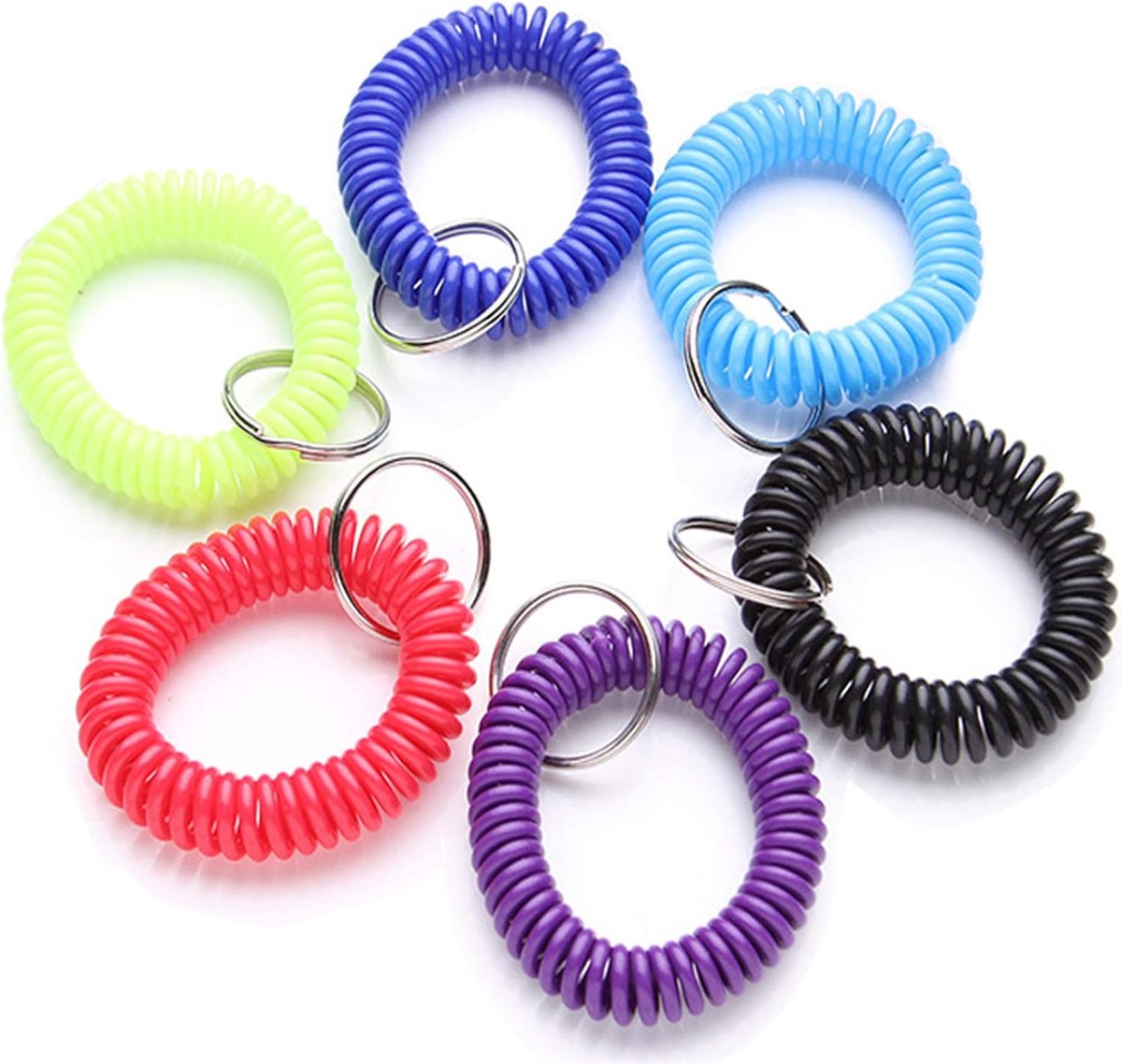 Sleutelhanger voor pols, sleutelhanger, armbandhouder, plastic spiraal, polsband, stretchveer, spiraalvormige spiraal, armbanden, sleutelhanger voor kantoor, werkplaats, winkelcentrum, sauna,
