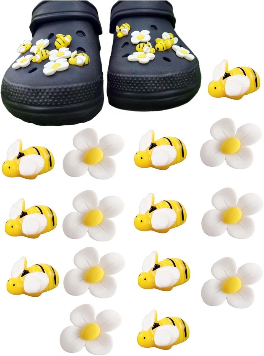 Schoen Charms - Natuur en Outdoor Schoen Charms Pack, Bee Charms en bloem schoenen bedels, Kunststof