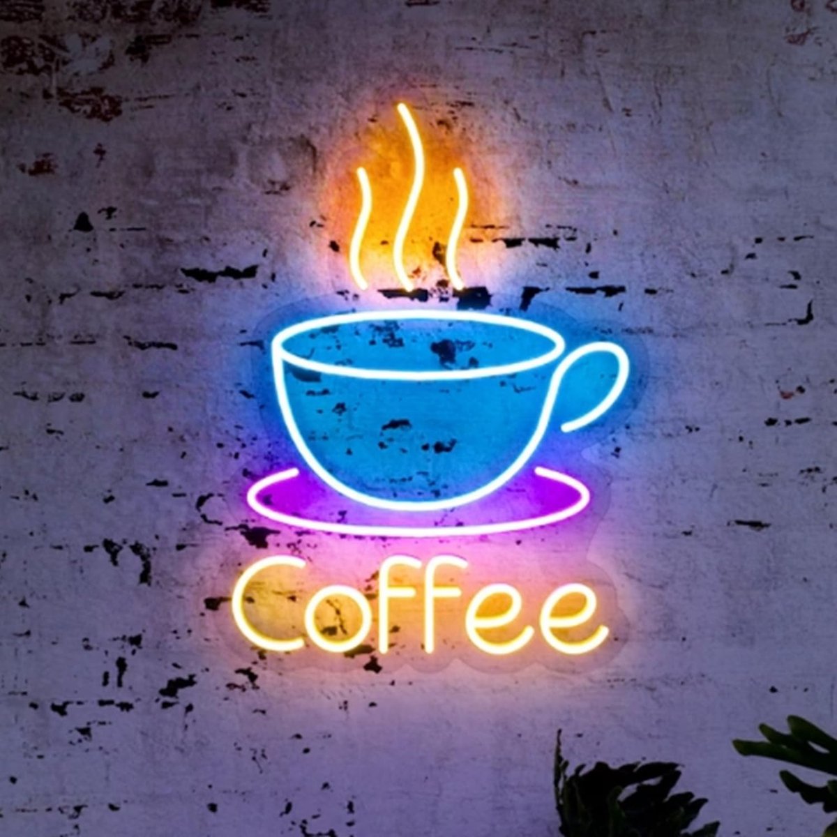 Lichtreclame voor koffiemok, groot, 5 V, USB-aangedreven acryl neonlichten met dimbare schakelaar en hangketting voor koffie, café, bar, party, woonkamer, bord geschenken