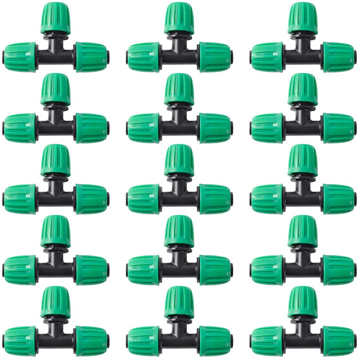 15 stuks vijverirrigatie 1/2 inch vinylslang (1/2 inch ID x0.6- 0,63 inch OD) anti-drop-kwaliteitsfitting (past 13 mm ID) contramoeren aansluitingen (15 stuks T-stuks)