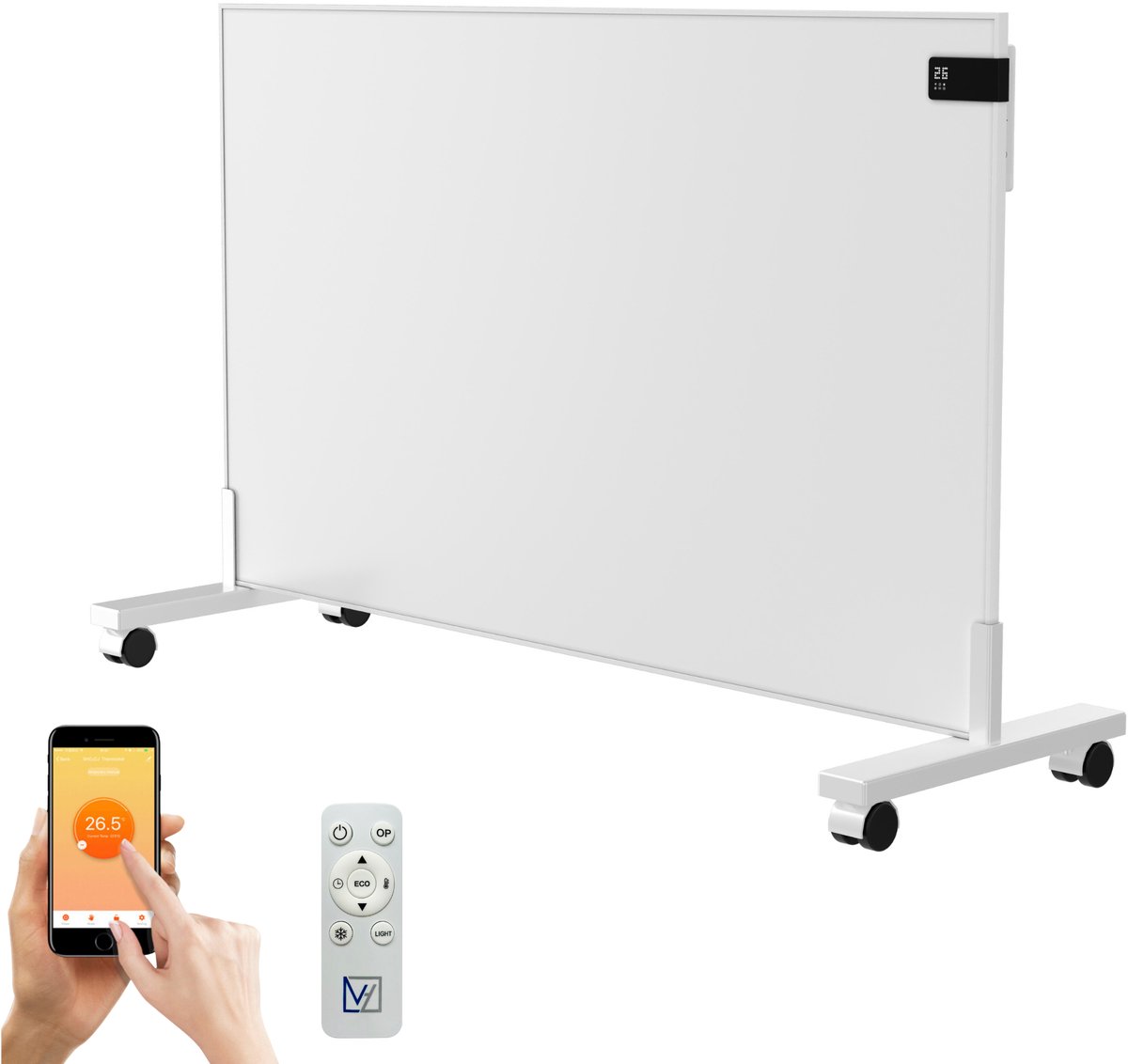 VH Infrarood paneel Superia - 60 x 100 cm - 600W - Verplaatsbaar op wieltjes - Wifi functie - Thermostaat - Incl. afstandsbediening – foto 8
