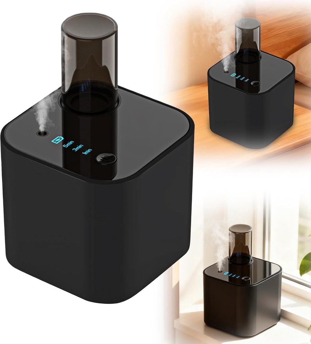 SnelShoppen - Waterloze diffuser voor etherische oliën, draadloze batterij, 3 niveaus, cyclische geurverspreiding, aromatherapie verstuiver voor thuis