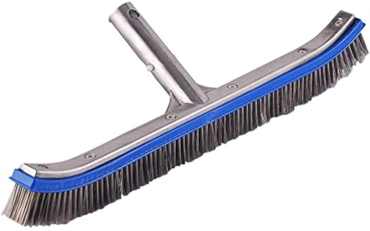 SnelShoppen - Heavy Duty Zwembadborstel 45,7 cm voor het Reinigen van Zwembadmuren, Tegels en Vloeren - Aluminium Roestvrij Staal Draadborstel met EZ-