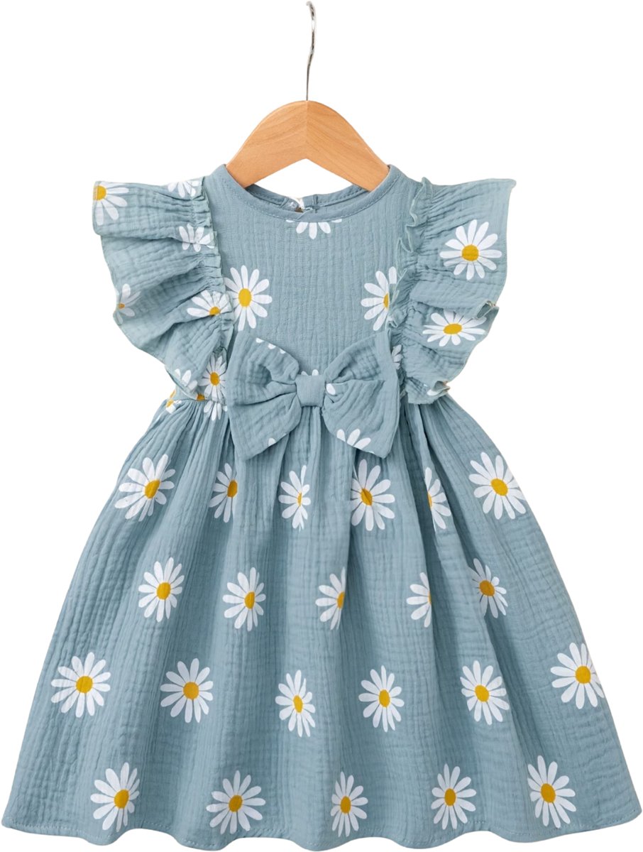 Currero Zomerjurk Meisjes Zomerjurken Kinderen Jurk Meisje Ibiza Stijl Sundress Kinderkleding 3-4 Jaar Blauw