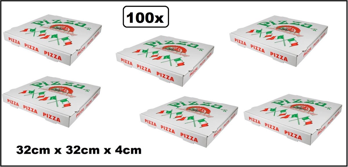 100x Pizzadozen 32x32x4cm pizza print - Pizza Food thema feest festival Italie landen pizzaria