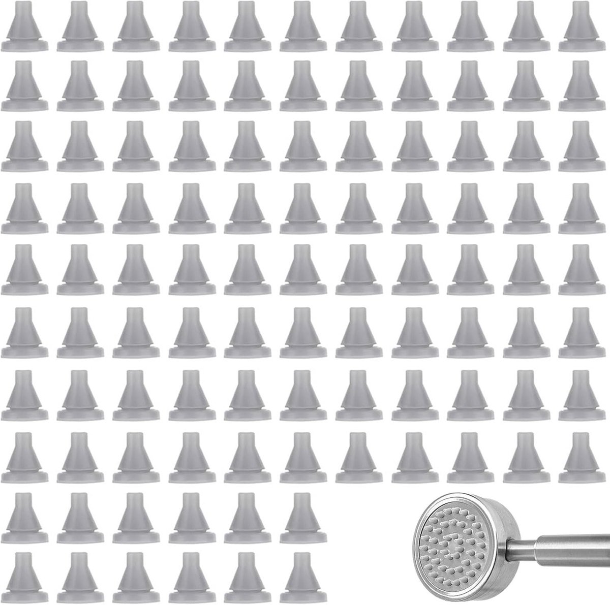 Douchesproeiers van siliconen - 100 stuks, vervangbare sproeigaten voor douchekop, diameter 4 mm, grijs, ideaal voor optimale waterverdeling