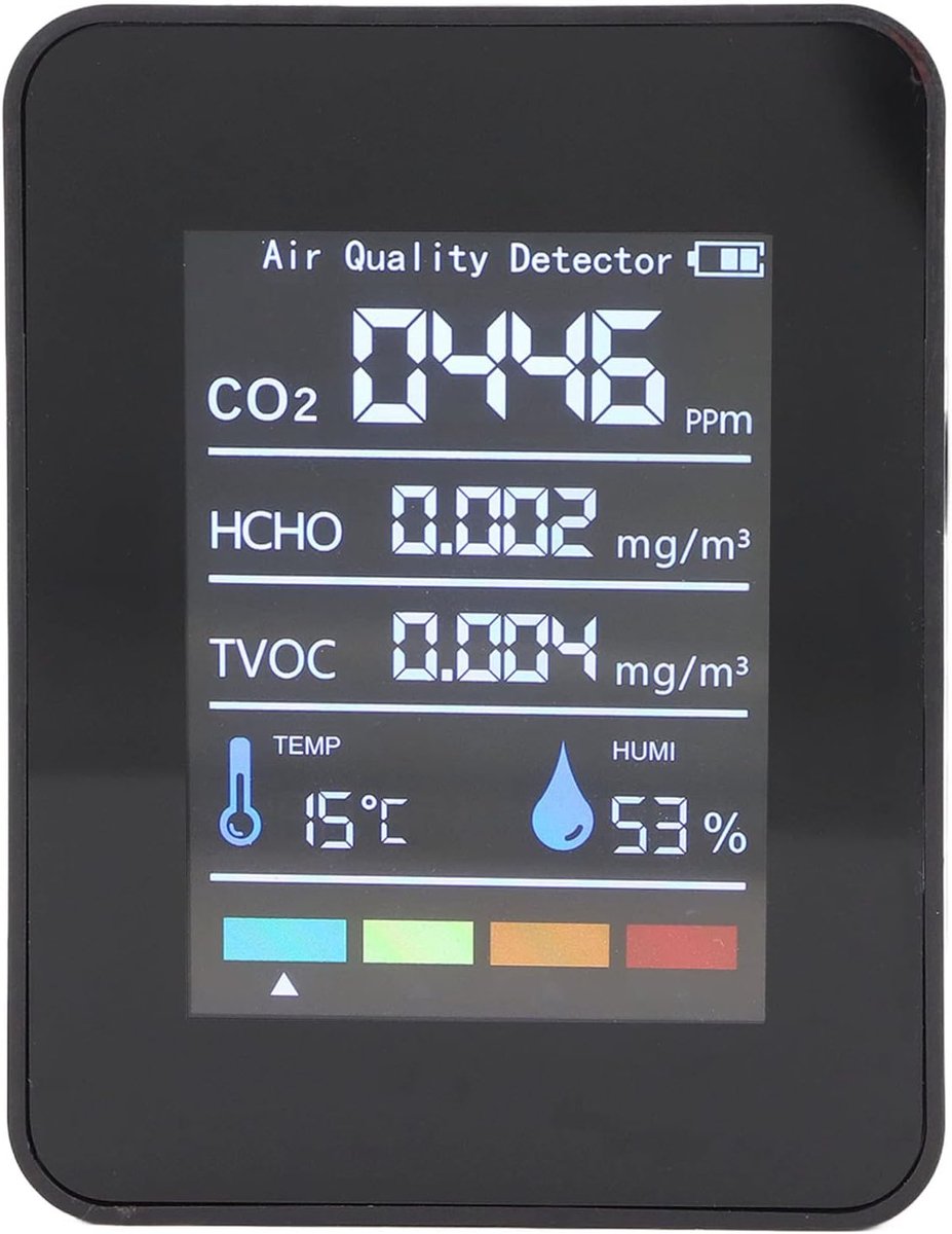 SnelShoppen - Luchtkwaliteitsmonitor CO2-detector Temperatuur Vochtigheidsmeter voor Thuisplanten met Infrarood Technologie - Ideaal voor Tuin, Keuken