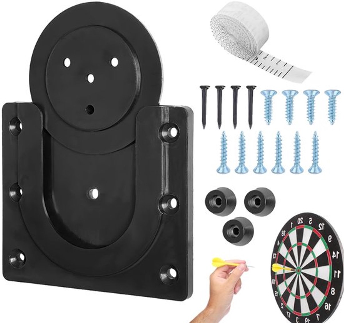 - Dartbord Wandhouder - Dartbord Accessoires - Stevige Houder - Zwart - Eenvoudig te Installeren - Geschikt voor Stalen Dartborden