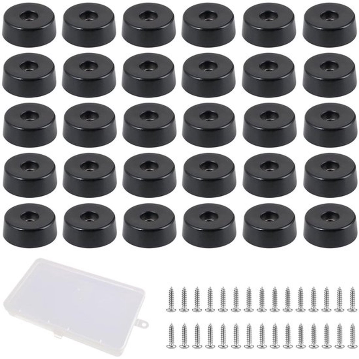 - Meubelpoten - Rubberbuffers - Bescherming tegen krassen - Zwart - Antislip voetjes - Voor diverse meubels - Set van 30 stuks