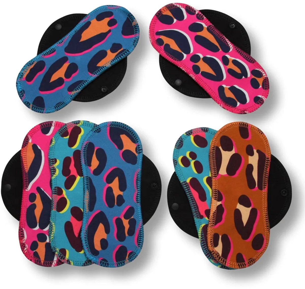 Racman - wasbare inlegkruisjes set 7 stuks - wasbare inlegkruisjes zonder Pull - cheeta print - plasticvrij - geen irritatie