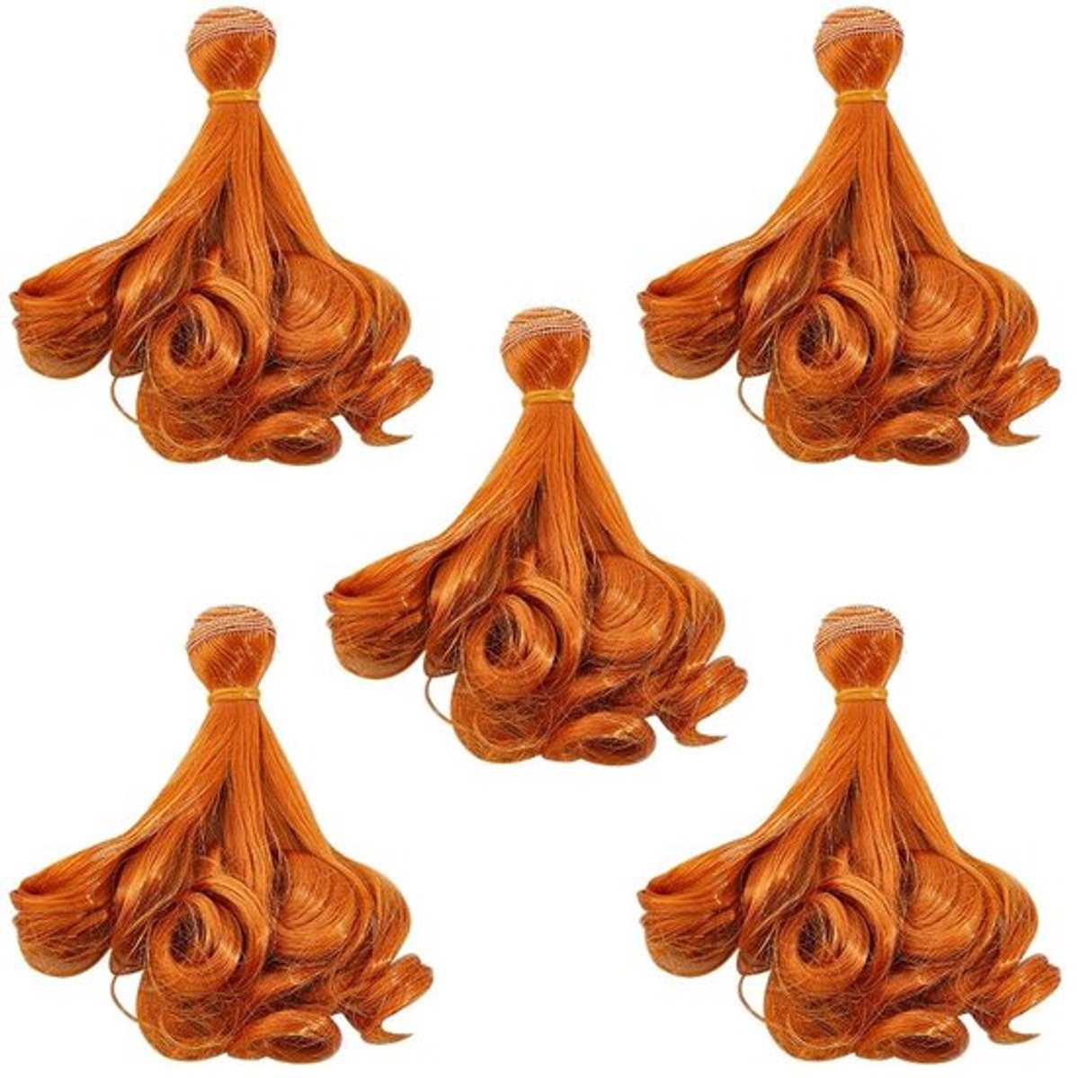 Poppenhaarpruik 15 cm - 5 Stuks - Krullend - Hoge Temperatuur Vezels - Chocoladekleurig - Haarverlengingen - Poppenhaar
