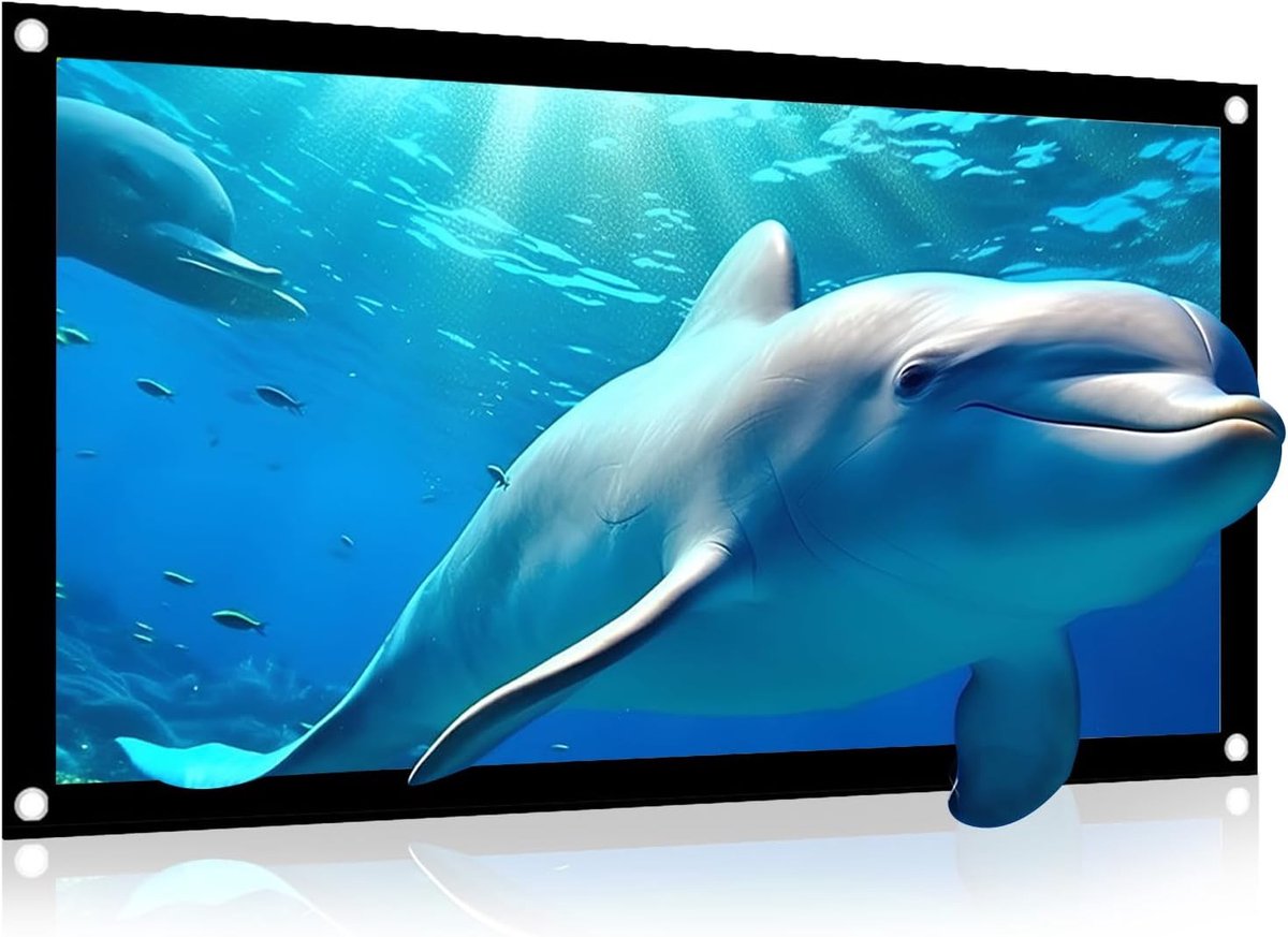 SnelShoppen - Projectiescherm 60 inch, 16:9 Dubbellaags, Vouwbaar & Lichtgewicht, Kreukvrij Wit Polyester, Ideaal voor Binnen & Buiten, Perfect voor F