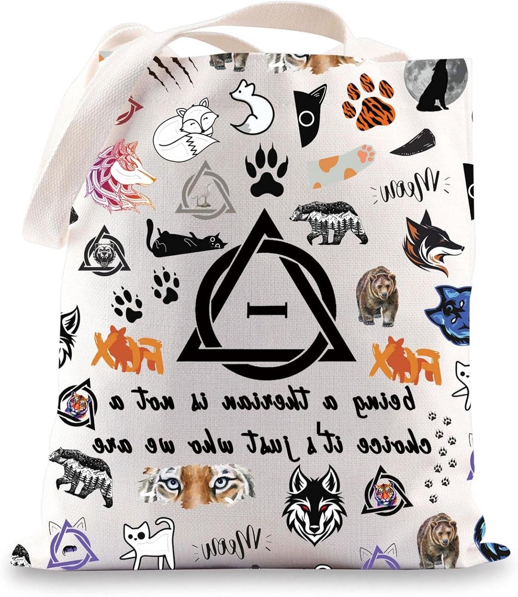 Therian Tote Bag - Schoudertas Cadeau - Dagelijks Gebruik - Uniek Therian Symbool - 37 x 32 x 30 cm