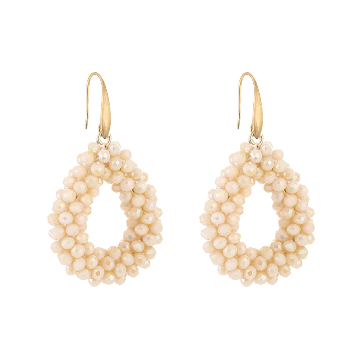Crystal Bead Teardrop Drop Earrings – Luxe Kristal Druppel Oorbellen – RVS - Geel