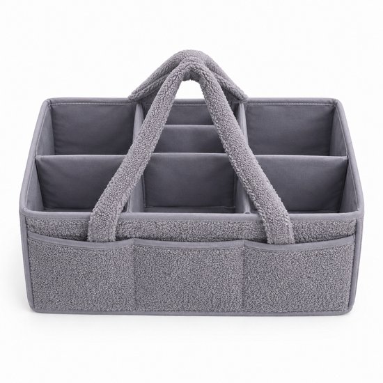 Vavida - Commodemandje - Grijs - Teddy - 40 x 26 x 17 cm - Babykamer - Baby - Commode - Mandje — afbeelding 3