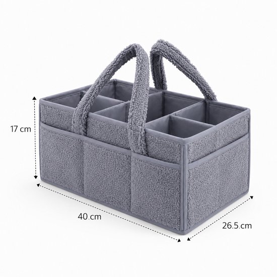Vavida - Commodemandje - Grijs - Teddy - 40 x 26 x 17 cm - Babykamer - Baby - Commode - Mandje — afbeelding 4