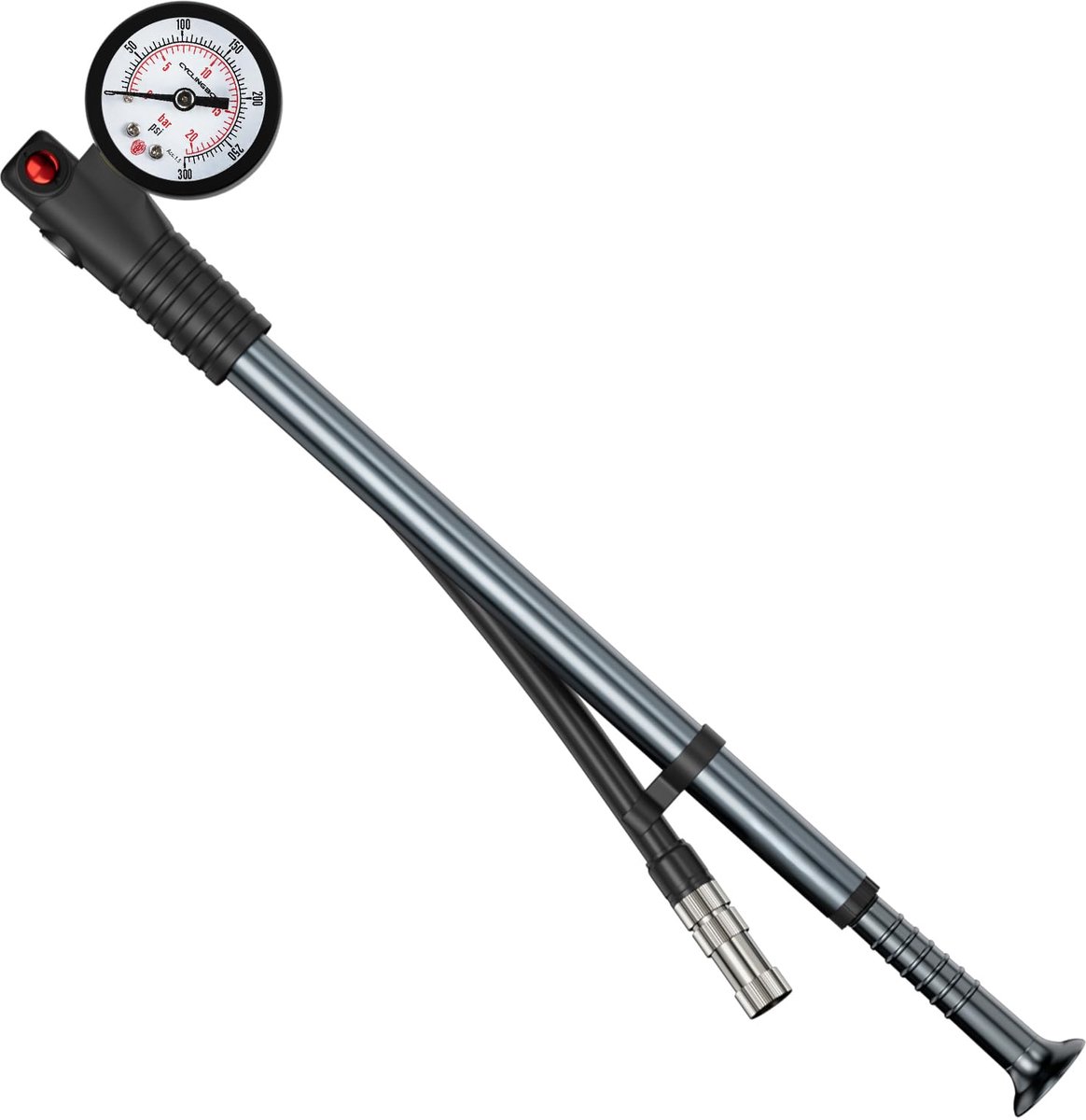 SnelShoppen - Veervork Demperpomp met Manometer [300 psi] - Draagbare Handpompen voor Fietsen, MTB, Rolstoel - Mini Vorkpomp voor Voorvork en Achterve