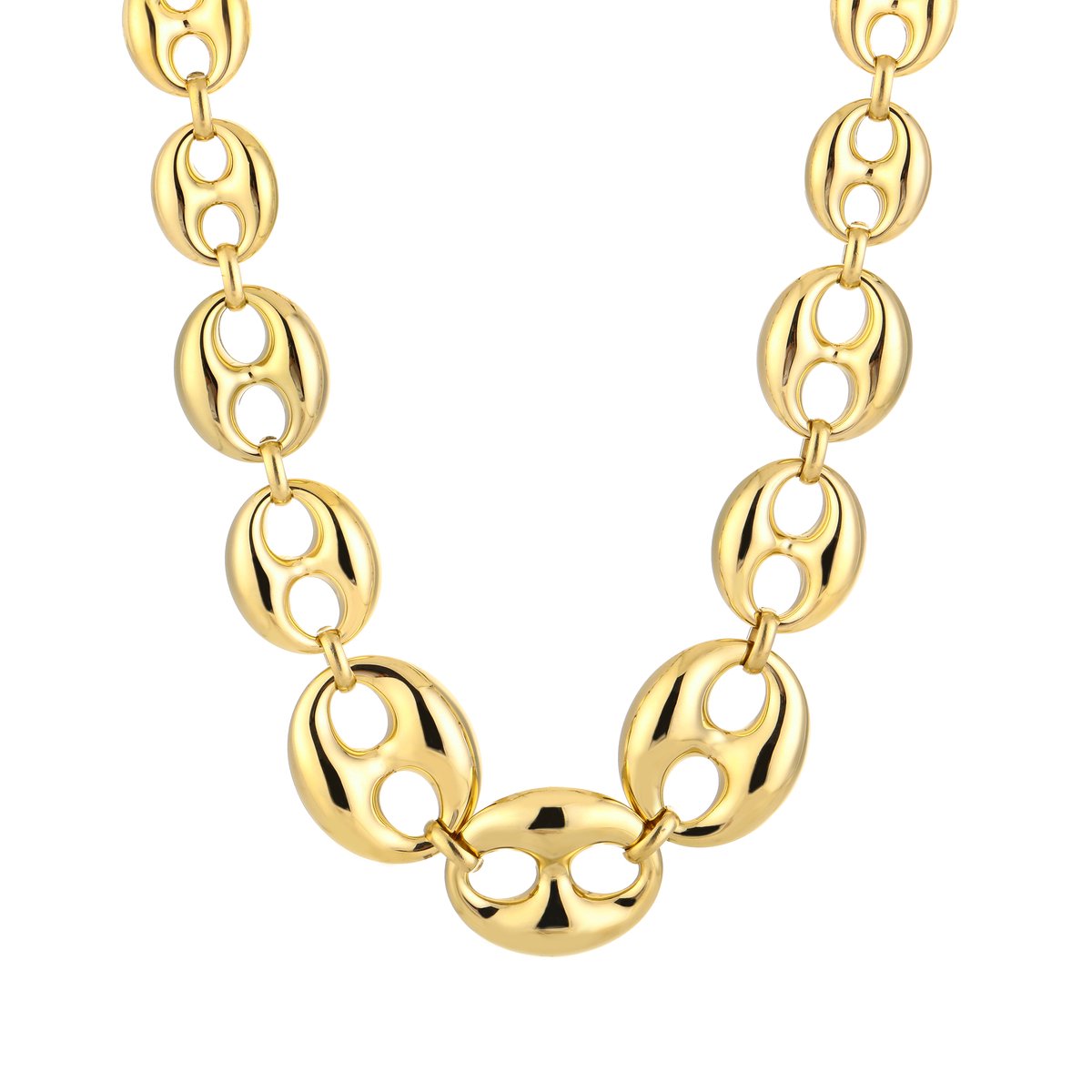 Robuuste Stainless Steel Chunky Ketting - Luxe Brede Schakel Halsketting voor Dames