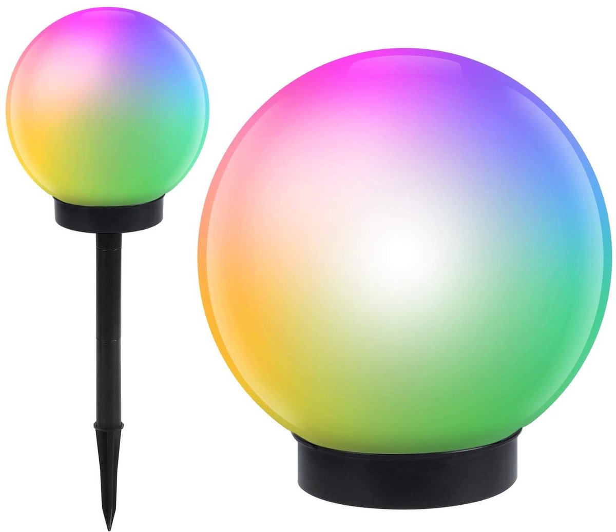 SnelShoppen - Green Blue GB165 Buitenlamp op Zonne-energie, LED-Tuinverlichting met Verschillende Lichtkleuren, 25 cm, Zonnelamp voor Tuin, Balkon, Fe