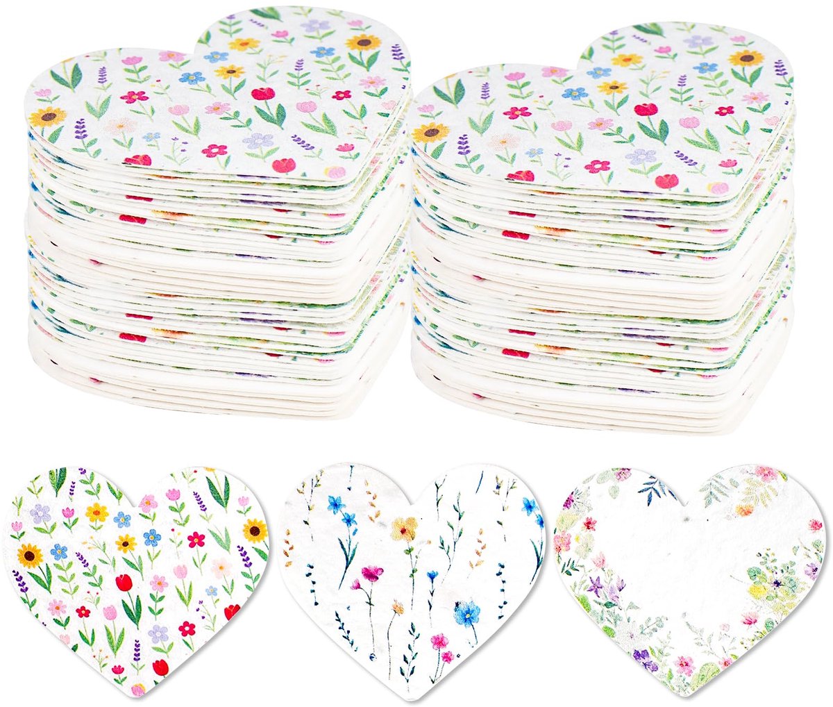SnelShoppen - 30 Stuks Plantbaar Zaadpapier Hartvorm Wenskaarten, Handgemaakt van Gerecycled Zaadpapier met Wilde Bloemzaden, Perfect voor Verjaardags